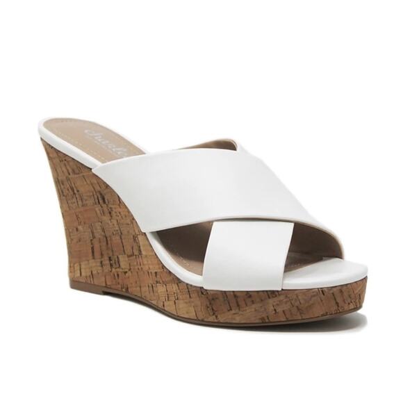 Charles By Charles David Wedge Platform White Sandal Size 11 Latrice Cork New - Picture 2 of 6